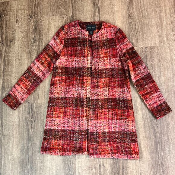 Christian Siriano New York Pink Fuzzy Tweed Sweater Jacket Sz XS - Picture 1 of 11